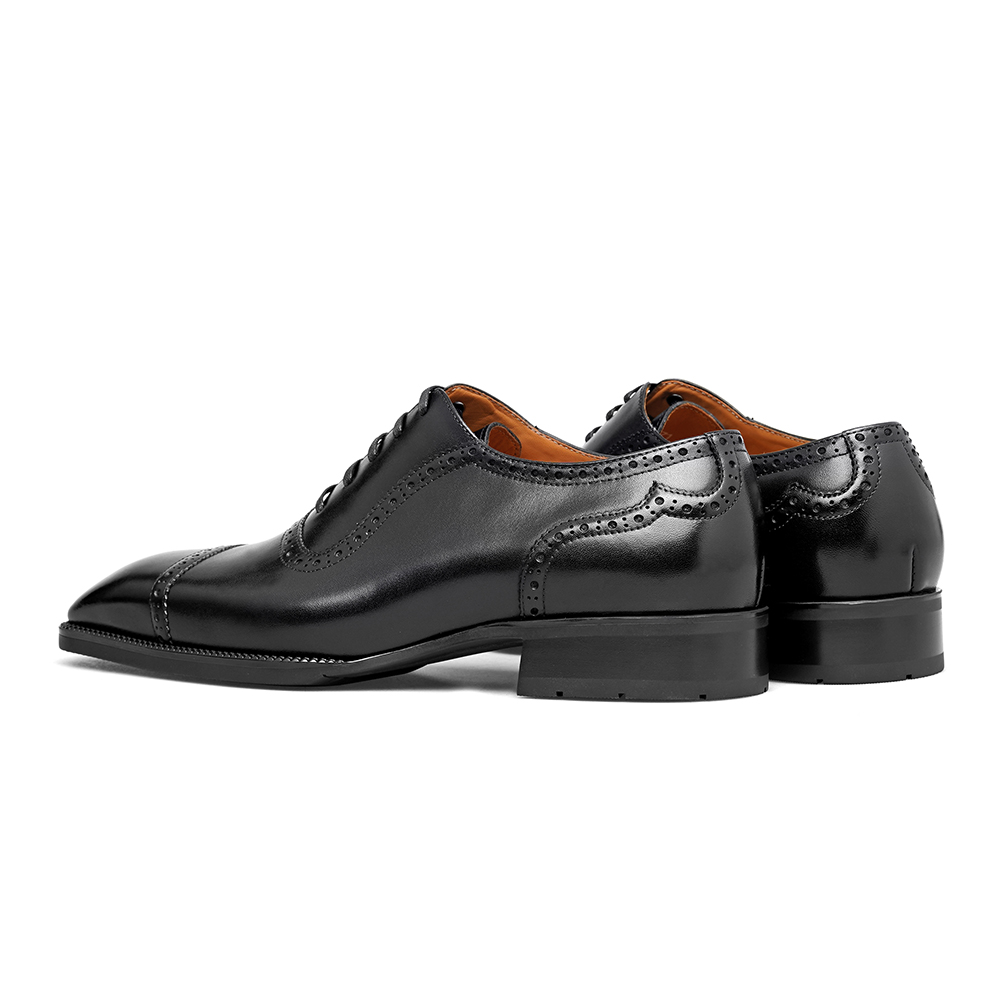 Men’s Hand-Patina Oxford Dress Shoes – Cap Toe Brogue Leather Shoes - Image 4