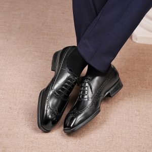 Men’s Full Brogue Oxford Shoes – Classic Wingtip Dress Shoes
