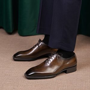 Premium Handmade Wholecut Oxford Shoes – Burnished Brown Leather, Formal Business Ready