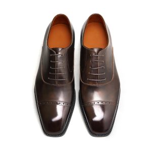 Premium Handmade Brogue Oxford Shoes – Polished Brown Leather, Formal & Business Ready