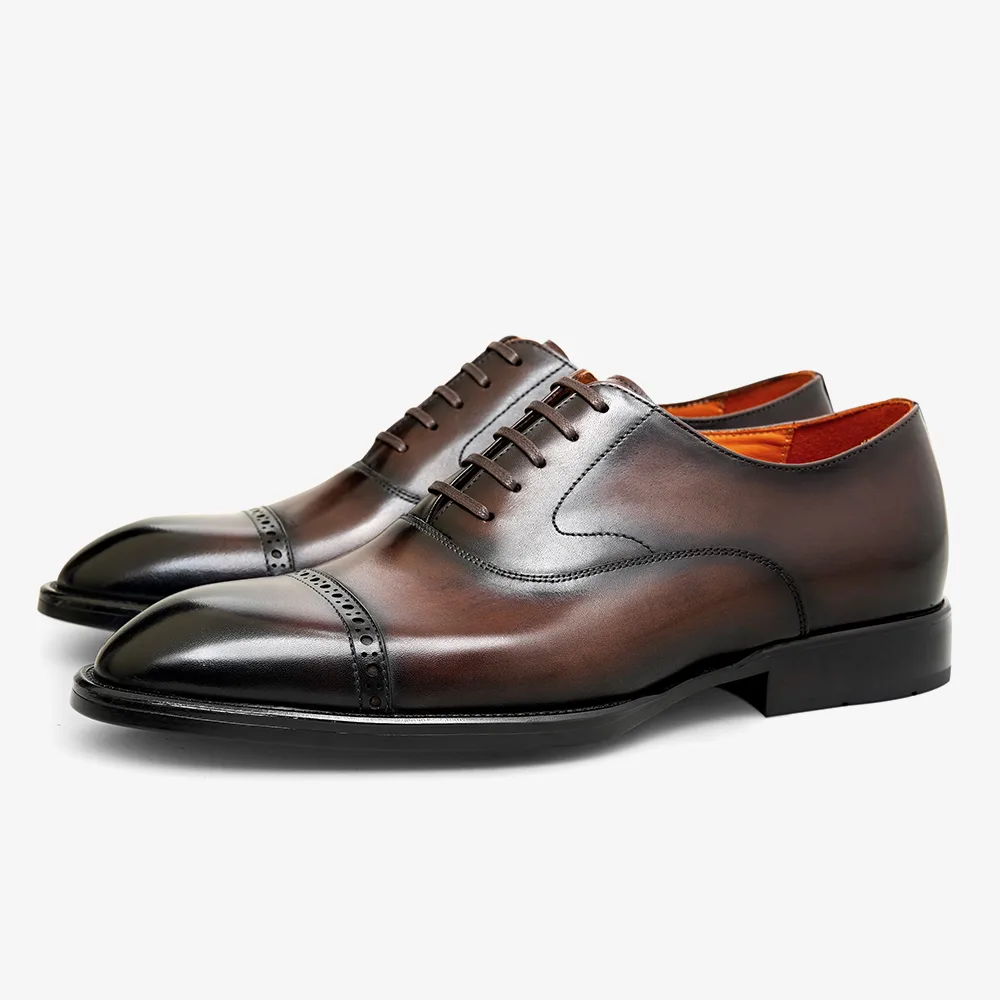 PATINASTAR Antique Hand Patina Cap Toe Oxford Shoes