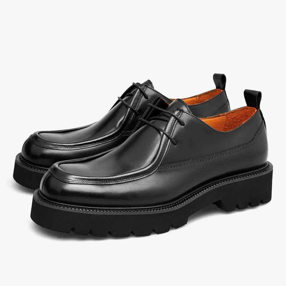 PATINASTAR Elevated Square Toe Leather Derby Shoes