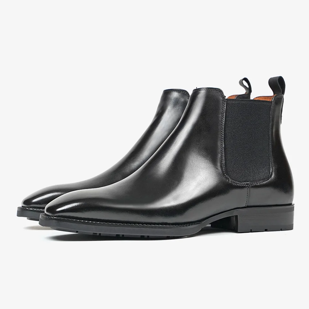 PATINASTAR Men’s Premium Hand‑Burnished Full‑Grain Leather Chelsea Boots Shoes