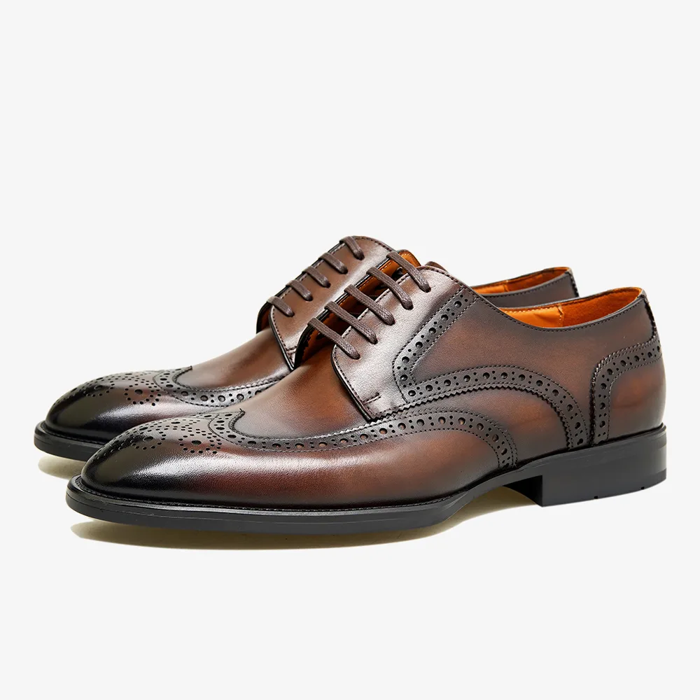 PATINASTAR Heritage Wingtip Leather Derby Shoes