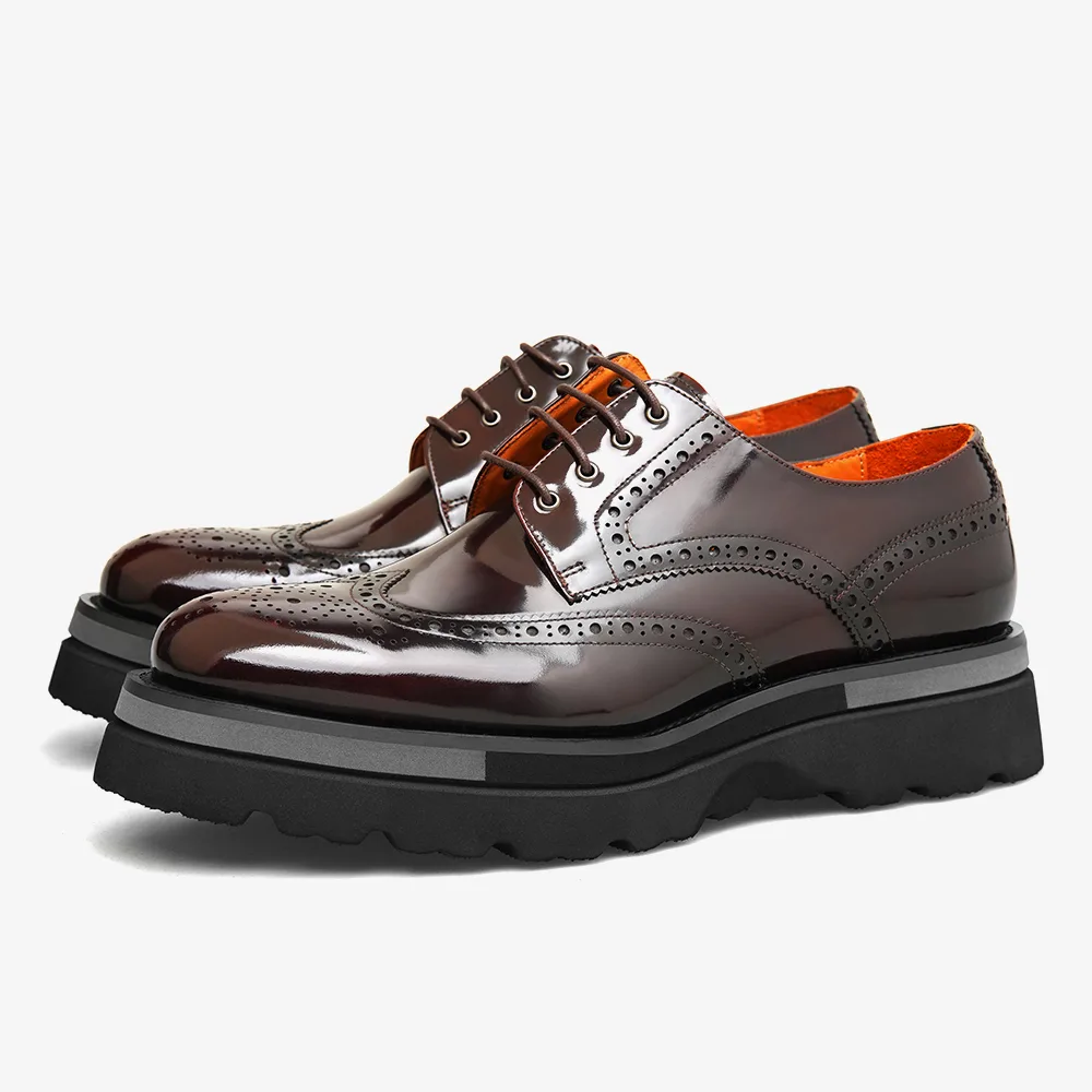 PATINASTAR Chunky Sole Wingtip Leather Shoes