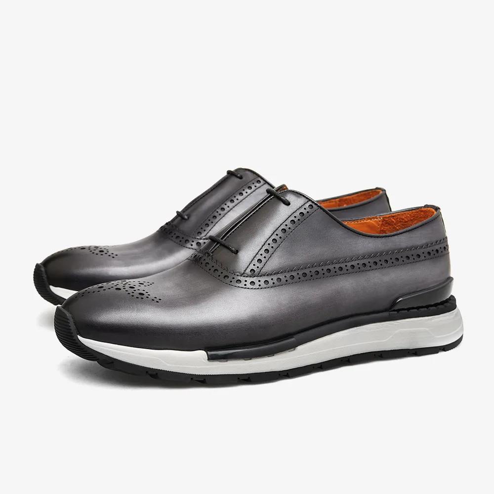 PATINASTAR Urban Brogue Leather Sneakers Shoes for Men