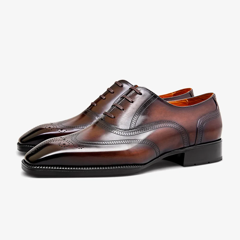 PATINASTAR Vintage Brown Patina Wingtip Dress Shoes