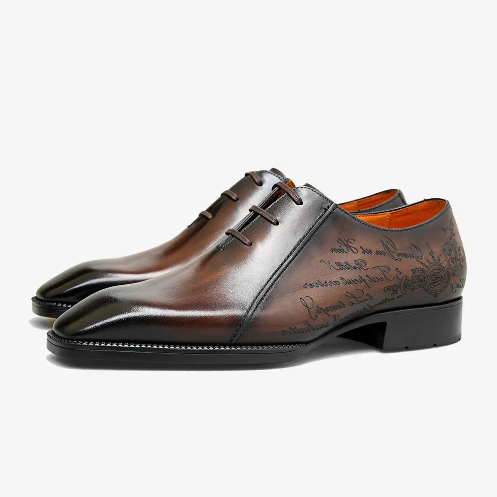PATINASTAR Brown Patina Blake-Stitched Dress Shoes