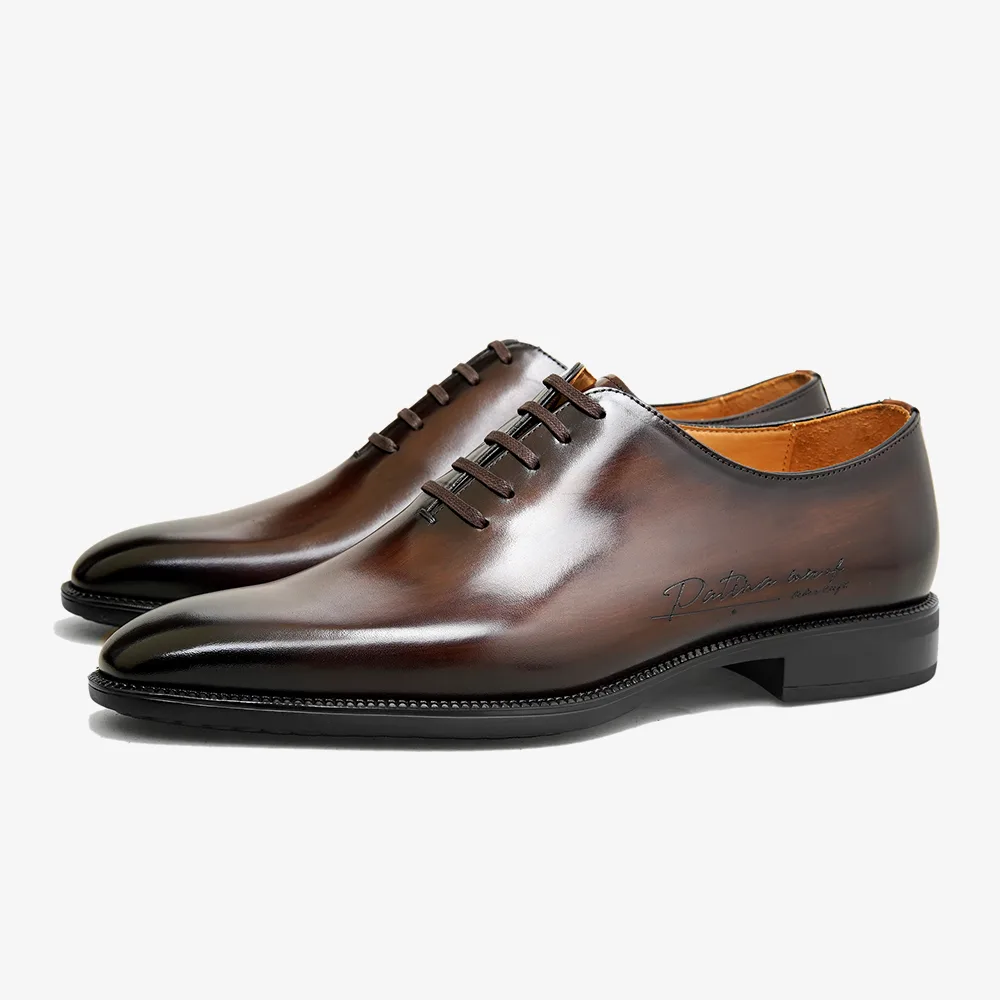 PATINASTAR Signature Laser-Engraved Leather Oxford Shoes